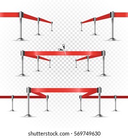 Photorealistic bright stage with projectors and ribbon. Presentation vector 
template. Vector ribbons set on transparent