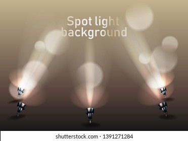 Photorealistic bright stage with spot lights. Vector.
