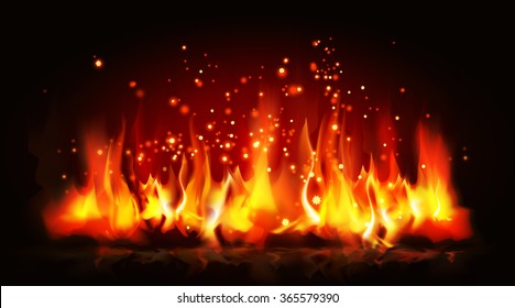 Photo-realistic fire flame. Bonfire