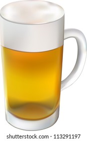 photorealistic glass of beer isolated on the white background