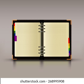 Photo-realistic illustration of notebook.