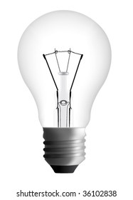Fotorealistische Glühlampe auf Vektorgrafik einzeln auf weißem Hintergrund