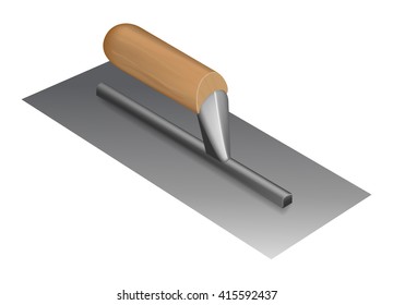 Photorealistic Plastering Trowel With Wooden Handle