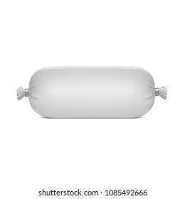 Photorealistic polyethylene packaging for sausage or other products. Vector mockup