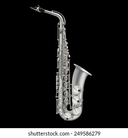 photorealistic saxophone vector illustration isolated on a black background