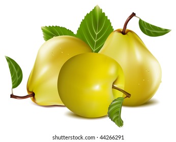 Vector fotorealista. Apple y peras.