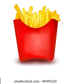 Photo-realistic vector. A box of the french fries.