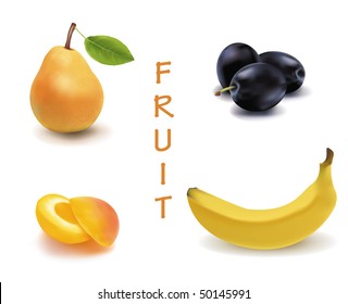 Vector fotorealista. Colección de fruta madura.