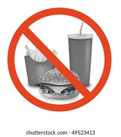 Photo-realistic vector. Fast food danger label.