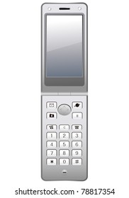 A photo-realistic vector illustration of a cellular phone, generic in style.