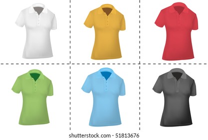 Photo-realistic vector illustration. Colored polo shirts (women).