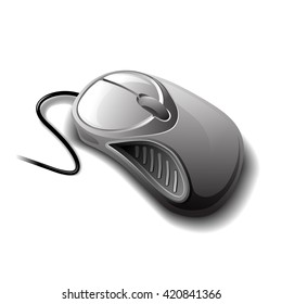Photorealistic vector illustration of a computer mouse on a white background. Generic design device icon. 