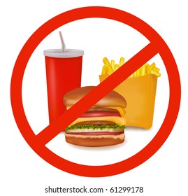 Photo-realistic vector illustration. Fast food danger label (colored).