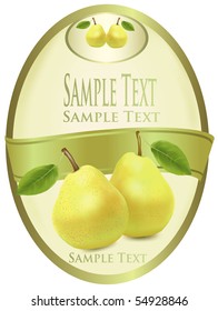 Photo-realistic vector illustration. Green label with pears.