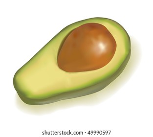 Photo-realistic vector illustration of the green sliced avocado.