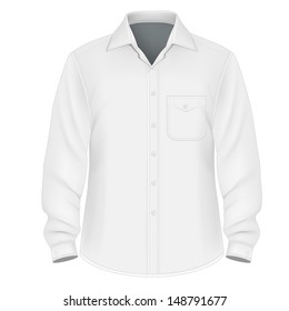 Photo-realistic Vector Illustration. Men's Button Down Shirt Design Template (front View). Illustration Contains Gradient Mesh.