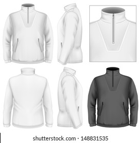 Photo  realistic vector illustration  Men's fleece sweater design template (front view  back   side views)  Illustration contains gradient mesh 