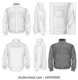 Photo-realistic vector illustration. Men's flight jacket design template (front view, back and side views). Illustration contains gradient mesh.