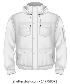 Photo-realistic vector illustration. Men's hooded flight jacket design template (front view). Illustration contains gradient mesh.