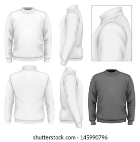 Photo  realistic vector illustration  Men's sweater design template (front view  back view  side views)  Illustration contains gradient mesh 