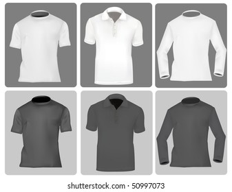 Photo-realistic vector illustration. Three kind of shirts (men).