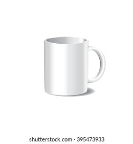 Photo-realistic vector illustration of white cup for mock-ups and branding. 