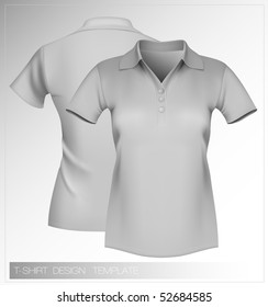 Photo-realistic vector illustration. Women's polo shirt template.