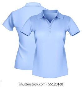 Photo-realistic vector illustration. Women's polo shirt template.