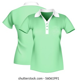 Photo-realistic vector illustration. Women's polo shirt template.