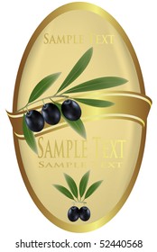  Photo-realistic vector illustration. Yellow label with black olives.