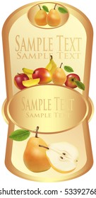 Photo-realistic vector illustration. Yellow label with some fruit.