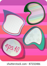Photo-realistic vector stickers with shadows and frames. Can be scaled without quality loss and placed on any background. Eps 10