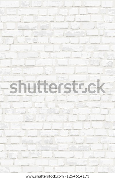 白い古いレンガ壁の写実的な垂直ベクターイラスト 手描き トレースなし のベクター画像素材 ロイヤリティフリー