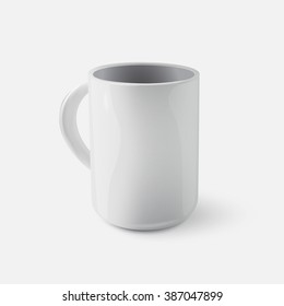 Photo-realistic white mug for mock-ups and branding. Vector template