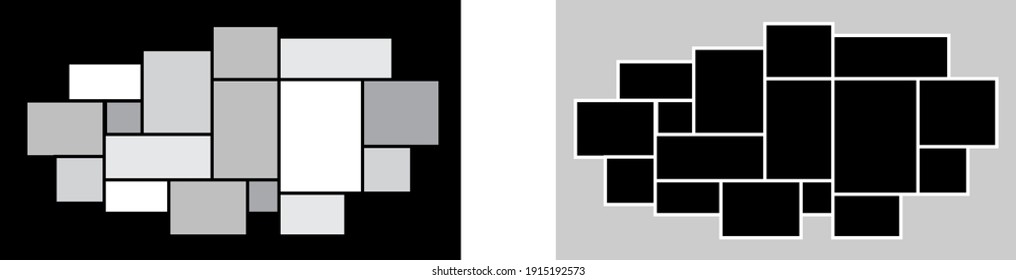 Photos collage frame template	, vector illustration