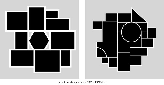 Photos collage frame template	, vector illustration