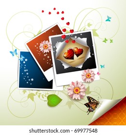 Photos collection with hearts, flowers and butterflies for Valentine's day