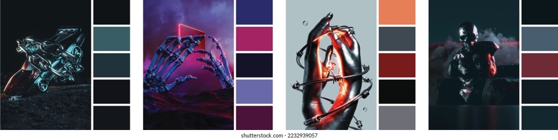 photos of color palette from artwork , color combination of color harmony in eps form illustrator .