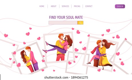 Photos with a couple in love. Valentine's day, Romantic, Love, Photographer, Photo album, Online dating concept. Vector illustration for banner, website, poster, card.
