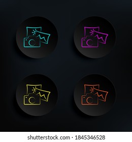 Photos dark badge color set icon. Simple thin line, outline vector of travel icons for ui and ux, website or mobile application