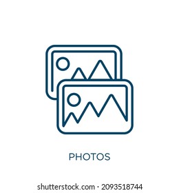 photos icon. Thin linear photos outline icon isolated on white background. Line vector photos sign, symbol for web and mobile