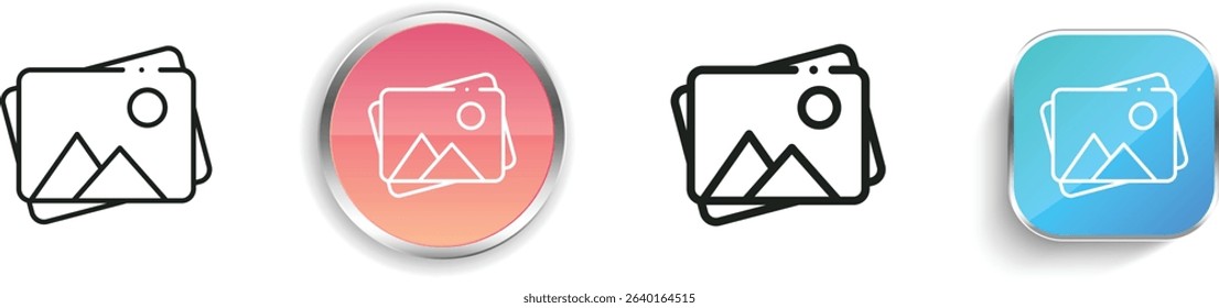 photos icon. Thin Linear, Regular and Button Style Design Isolated On White Background