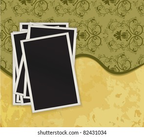 The photos lying on an old structure. Vector illustration