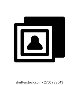 Fotos. Icono de Vector de trazo delineado con detalles rellenos de negro.