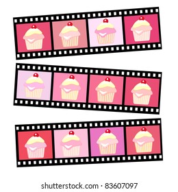 Photos of pink cherry cup cakes in various shades. EPS10 vector format.