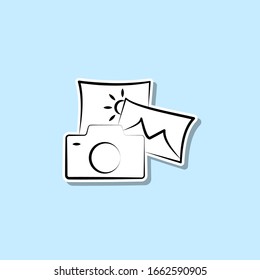 Icono de etiqueta de fotos. Línea delgada simple, contorno vectorial de iconos de viaje para ui y ux, sitio web o aplicación móvil