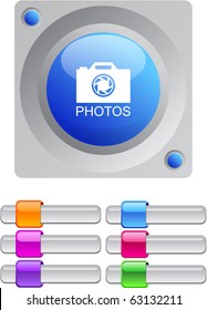 Photos vibrant round button with additional buttons.