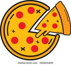 Fotoshop. Illustration von Pizza im minimalistischen Stil