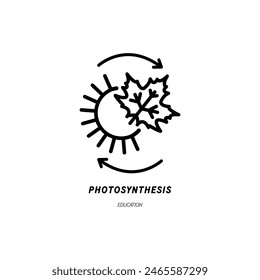 Photosynthesis icon from education collection. Thin linear photosynthesis, eco, ecology outline icon isolated on white background. Line vector photosynthesis sign, symbol for web and mobile