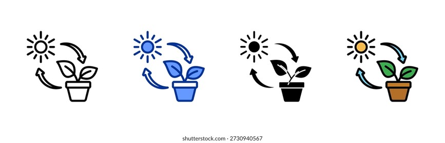Photosynthesis icon set multiple style collection